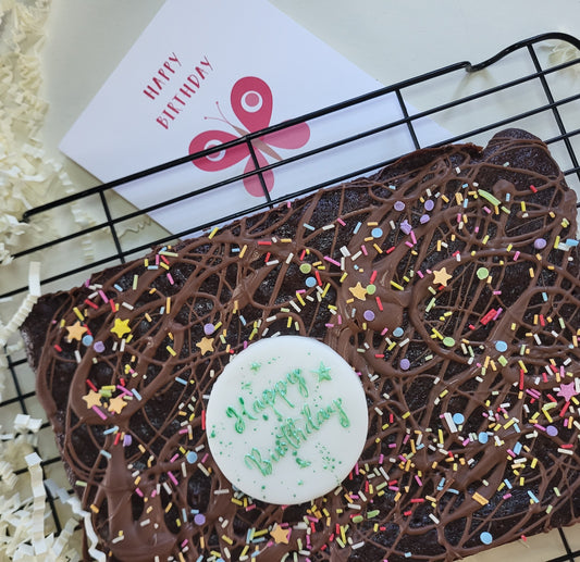 Birthday Brownie Box - Includes handpainted plaque and card