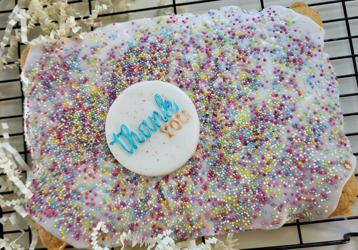 Thank You Old School Cake Box - Includes handwirtten plaque and card