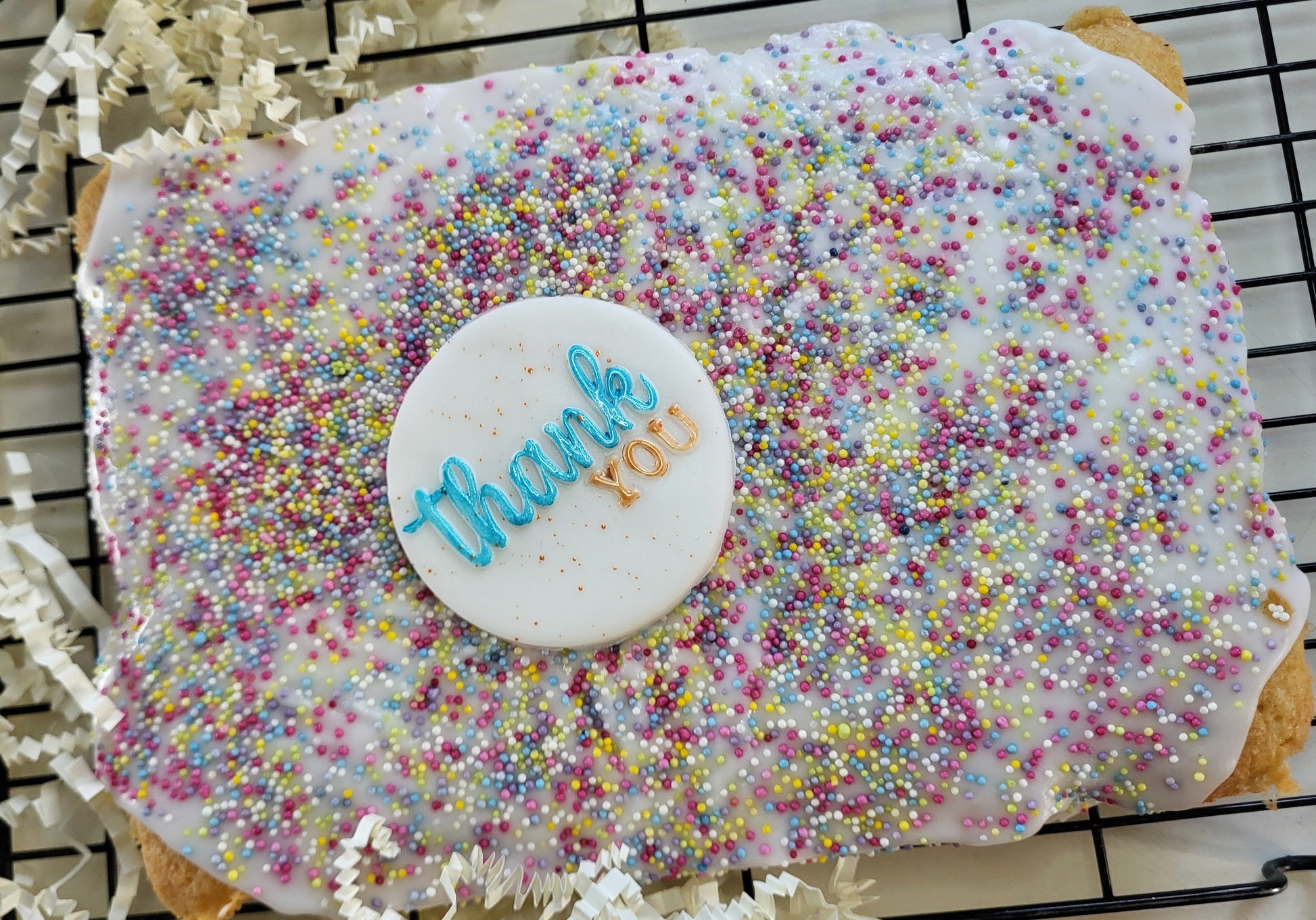 Thank You Old School Cake Box - Includes handwirtten plaque and card
