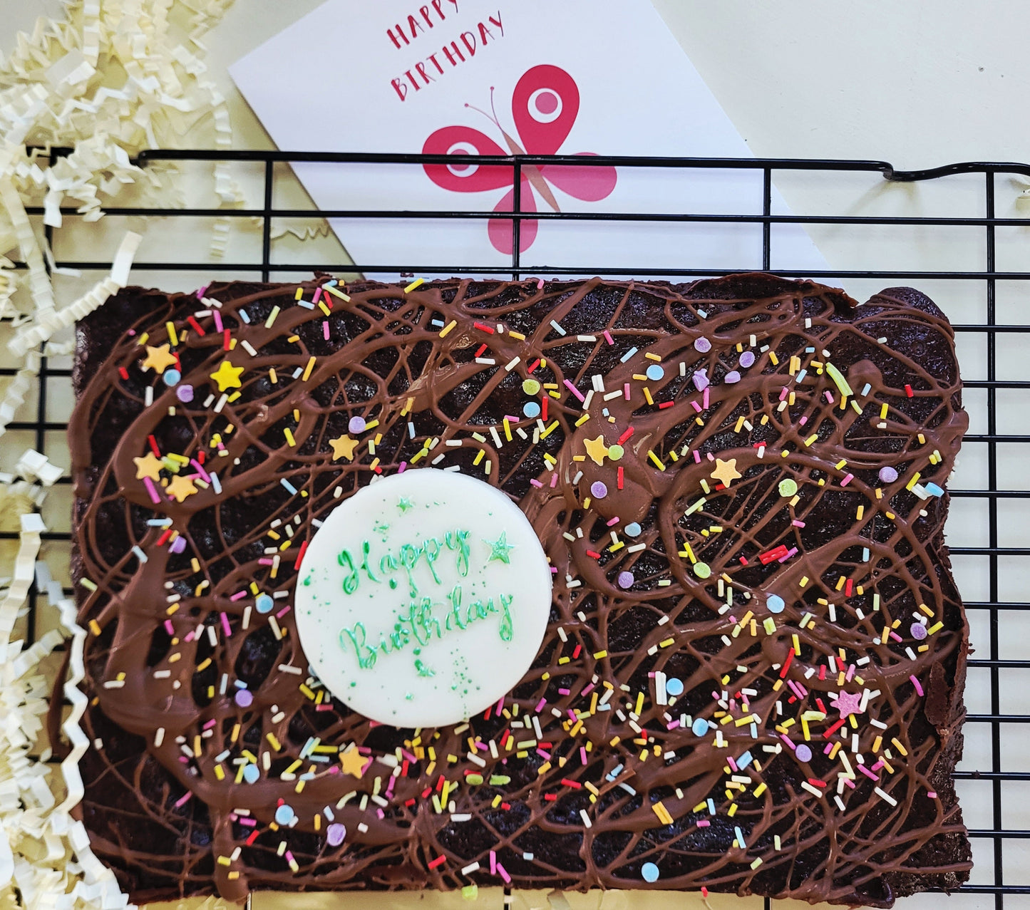 Birthday Brownie Box - Includes handpainted plaque and card