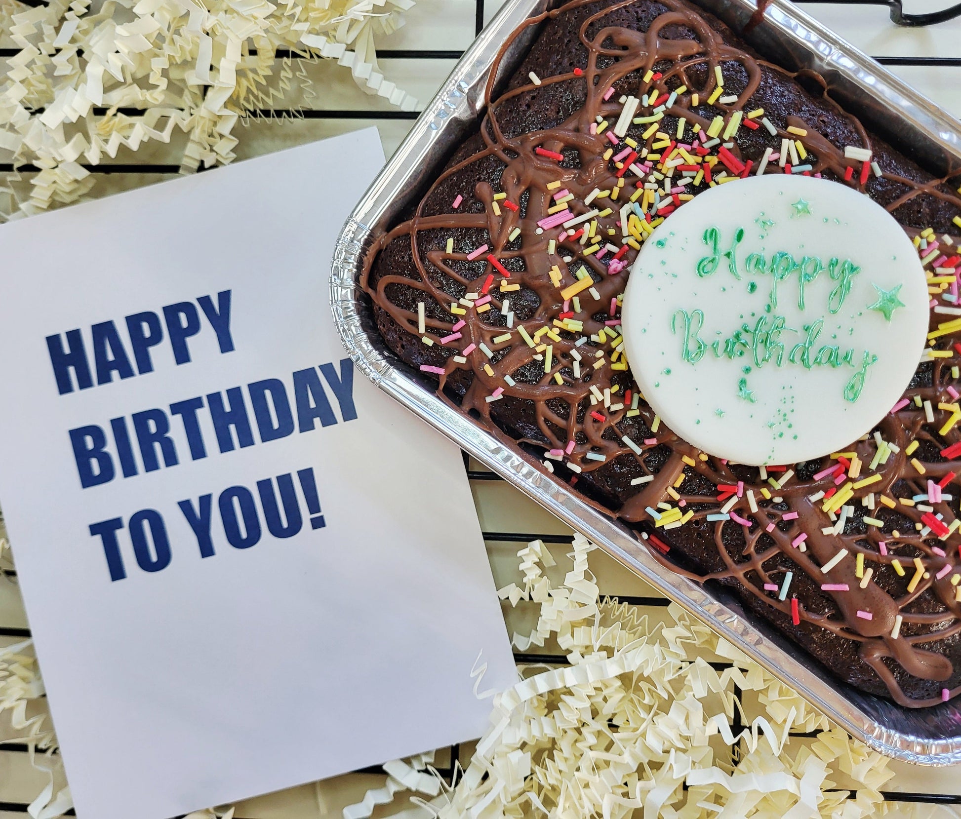 Birthday Brownie Box - Includes handpainted plaque and card