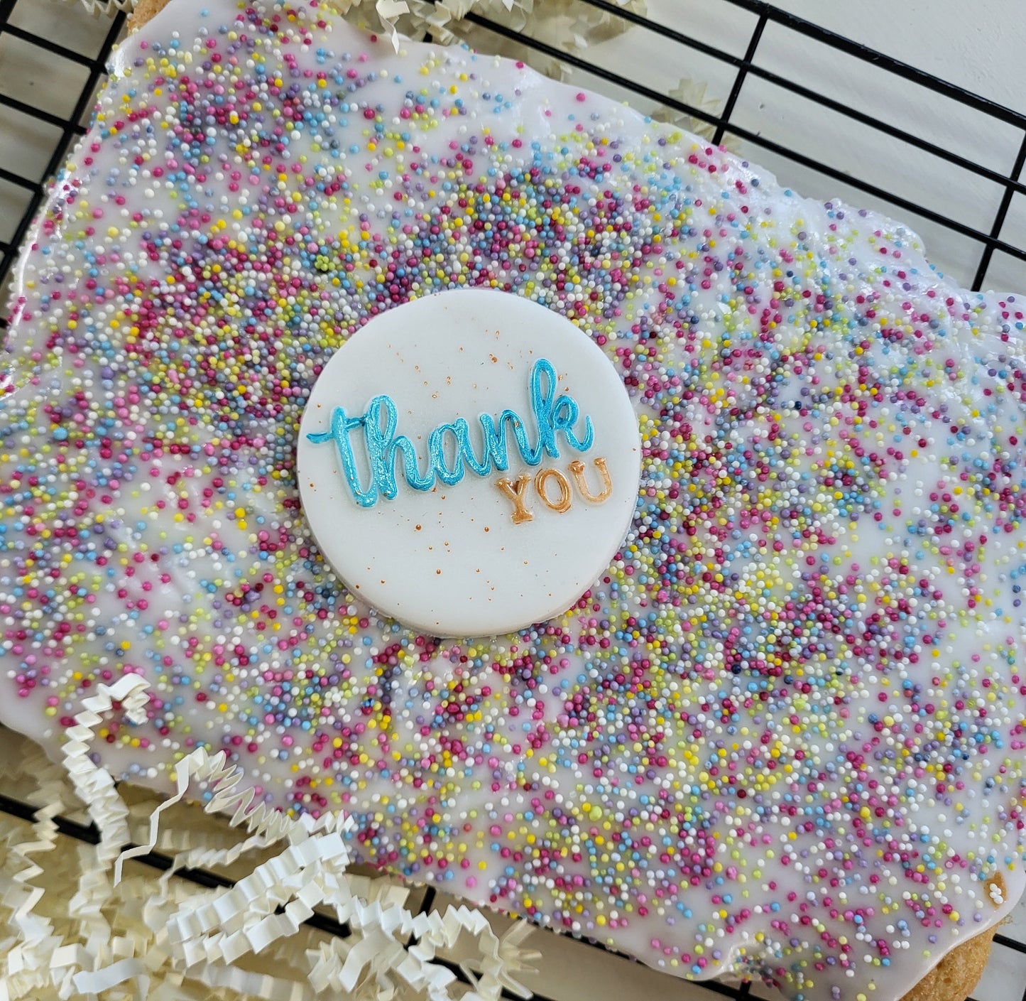 Thank You Old School Cake Box - Includes handwirtten plaque and card