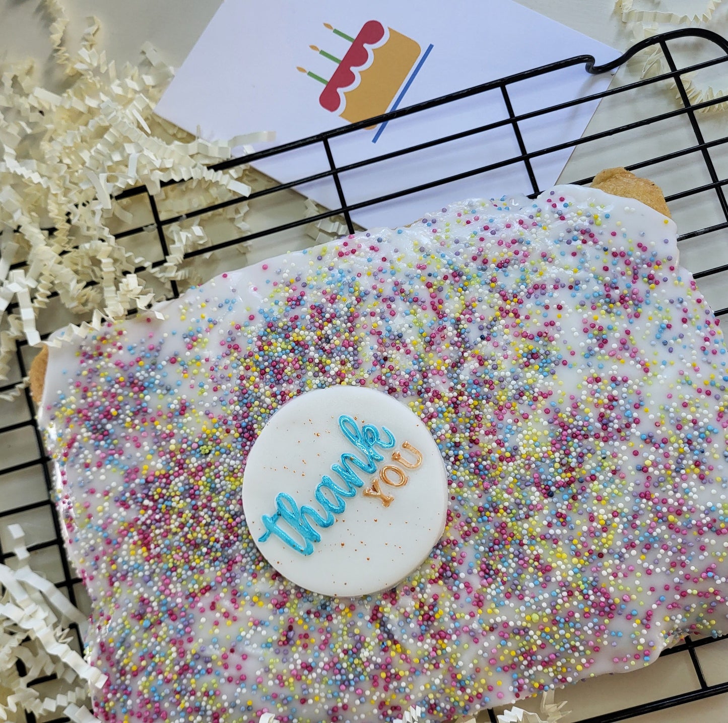 Thank You Old School Cake Box - Includes handwirtten plaque and card