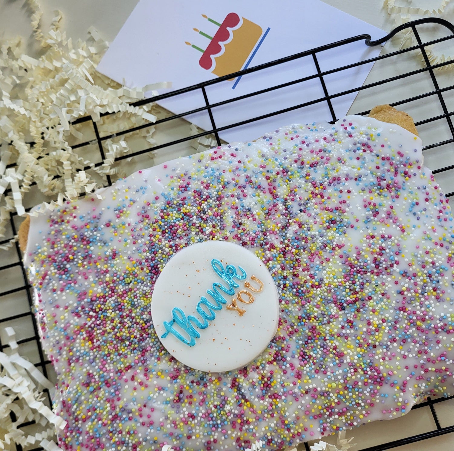 Thank You Old School Cake Box - Includes handwirtten plaque and card