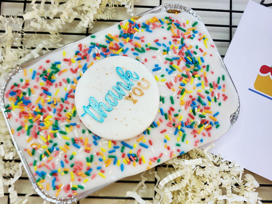 Thank You Old School Cake Box - Includes handwirtten plaque and card