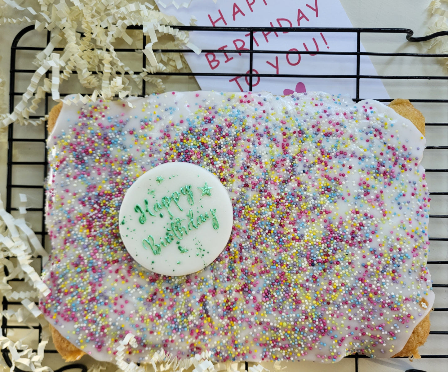 Birthday Old School Cake Box - Includes handwritten plaque and card