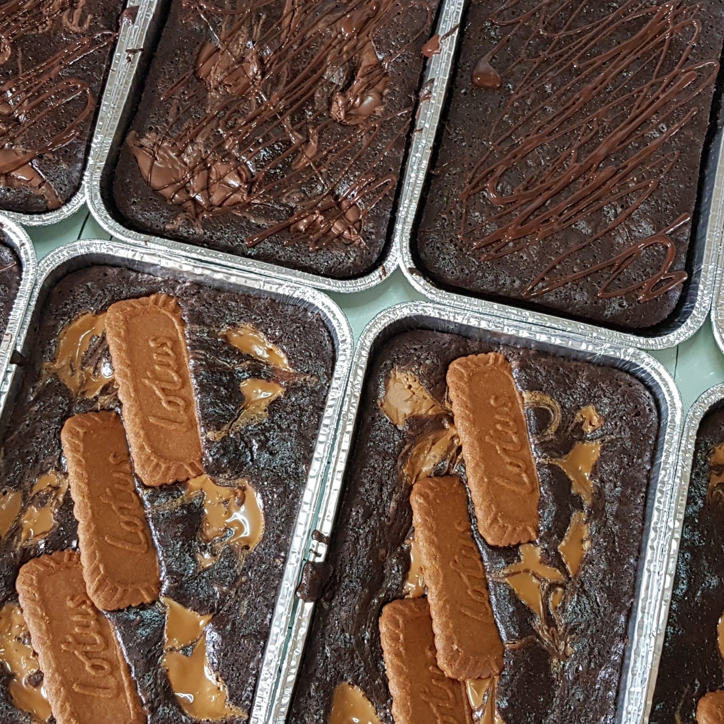 chocolate brownies delivered - biscoff brownie and classic brownie slabs