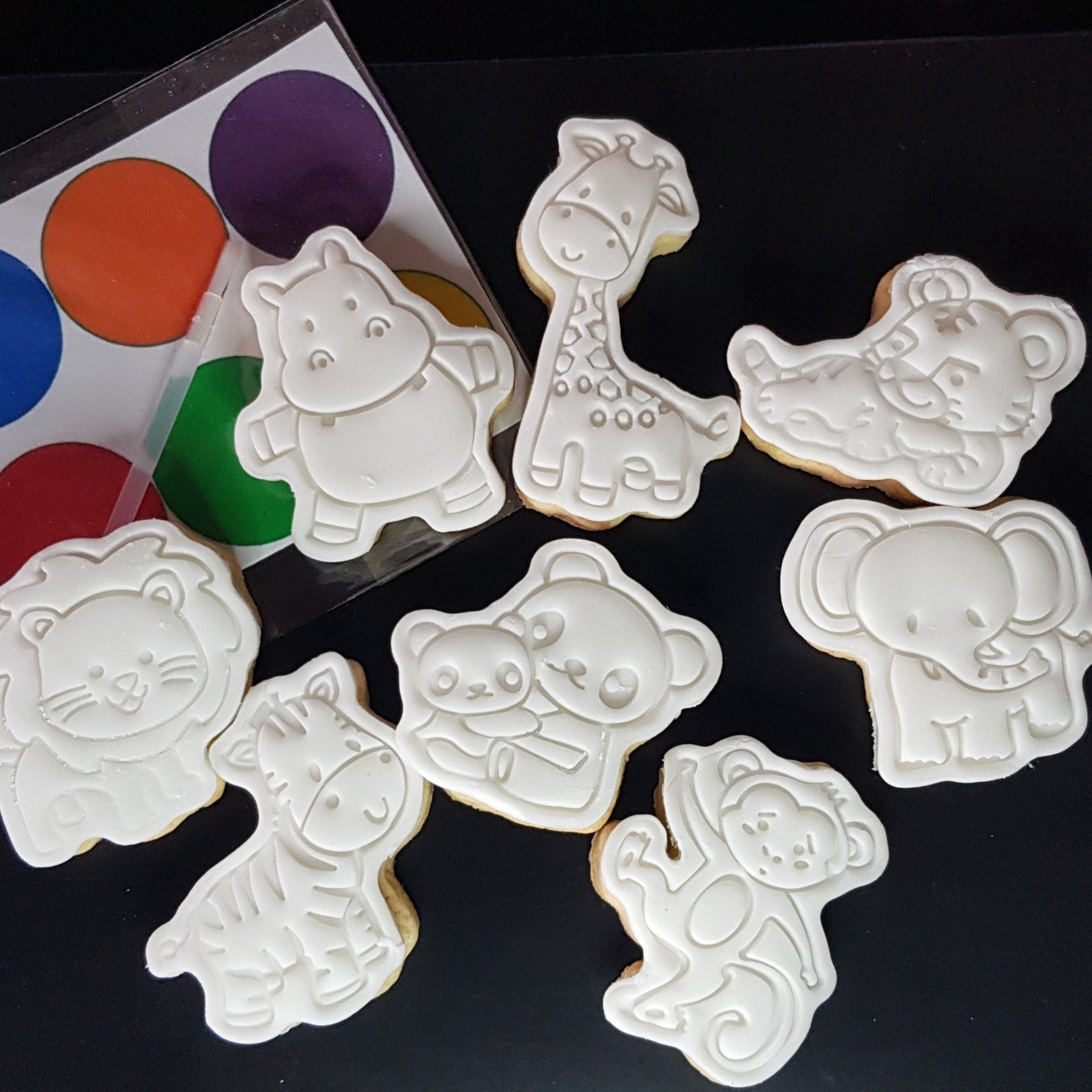 jungle animal paint your own cookie set