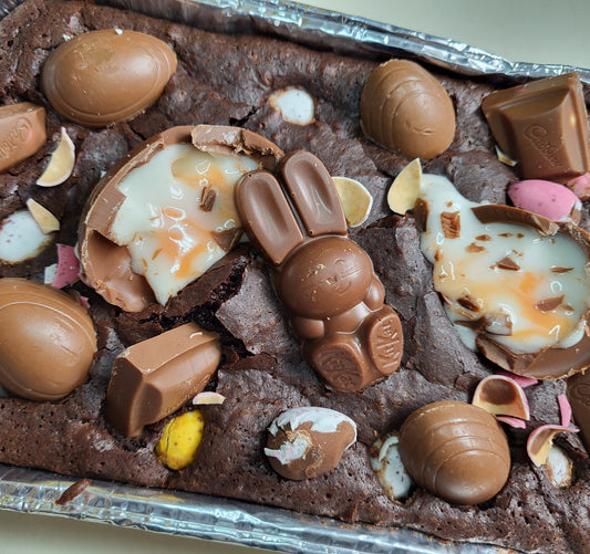 easter brownie slab